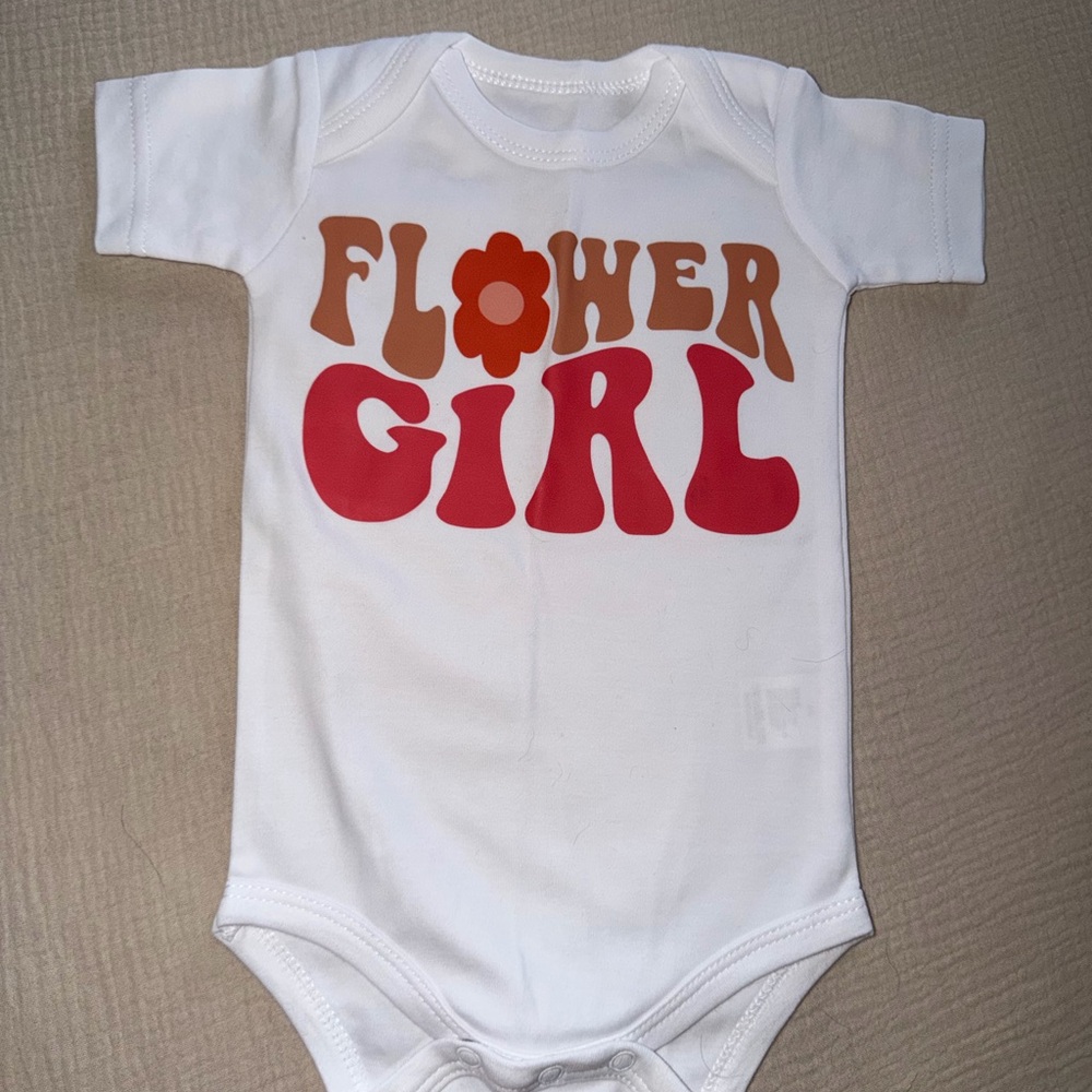 Flower Girl White and Pink Baby Onesie